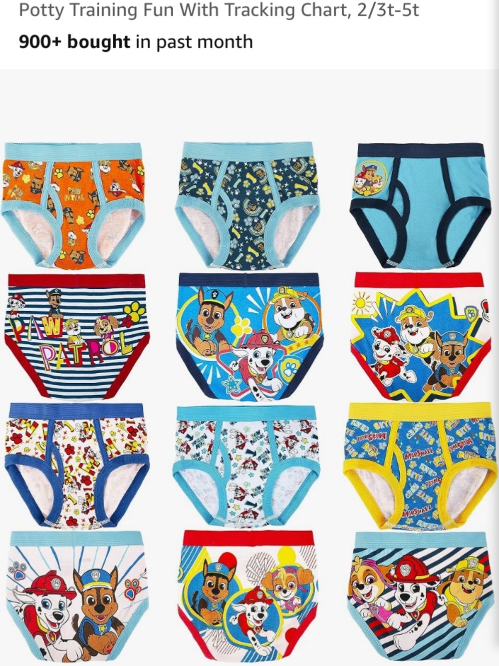 12 PAW Patrol Kids Briefs - Blue/Red/Yellow Character Underwear